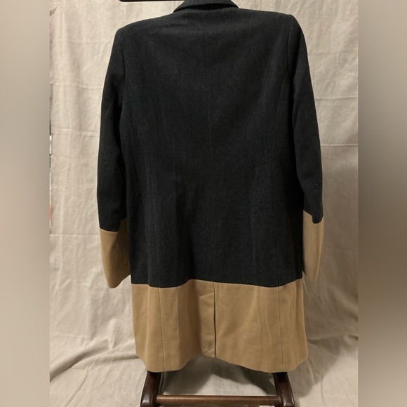 MICHAEL KORS. Grey Tan Wool Color Block Long Jacket Peacoat Coat NWT - Picture 13 of 14